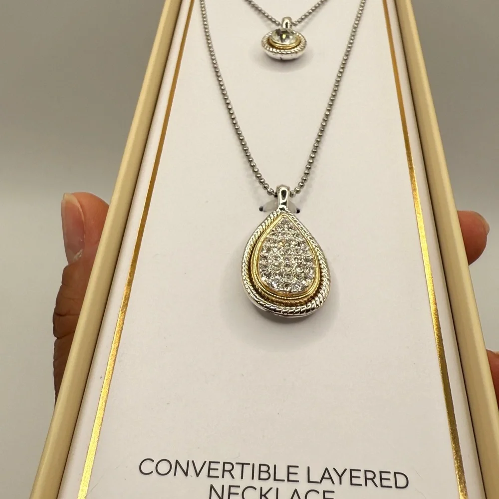 Minimalist Silver Teardrop Pendant Necklace - Picture 7 of 9